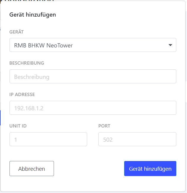Ethernet Dialog Gerät